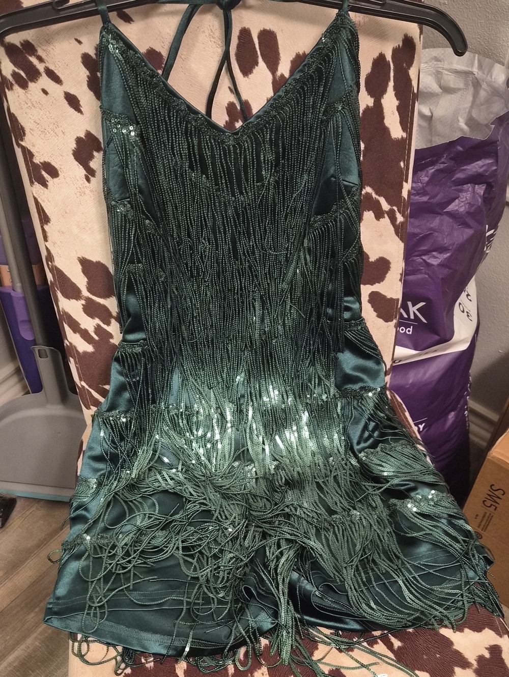 💚💚Backless Emerald Green Fringe Romper💚💚
